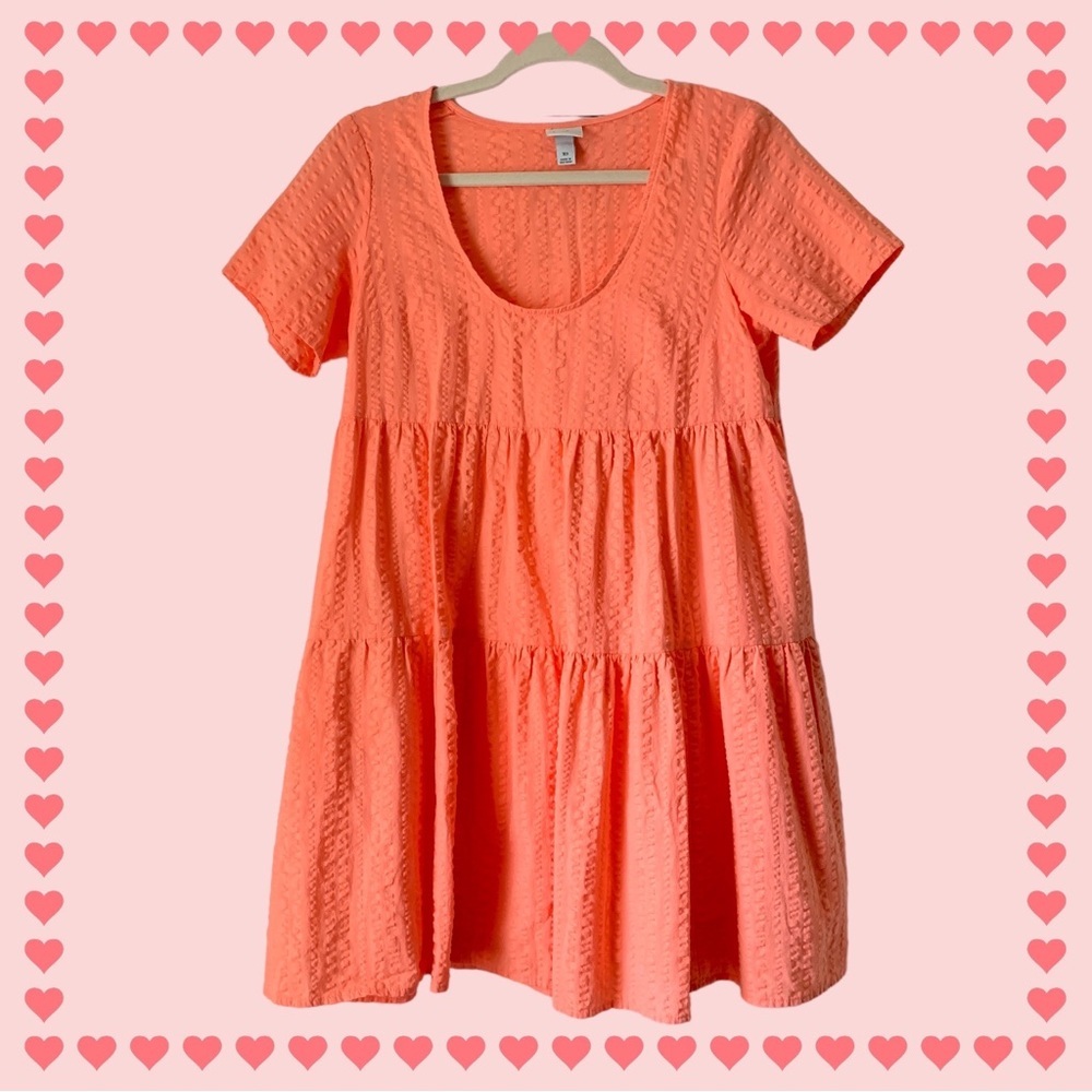 A New Day Peach Mini Dress 100% Cotton Cute Babydoll Dress! - Picture 2 of 15